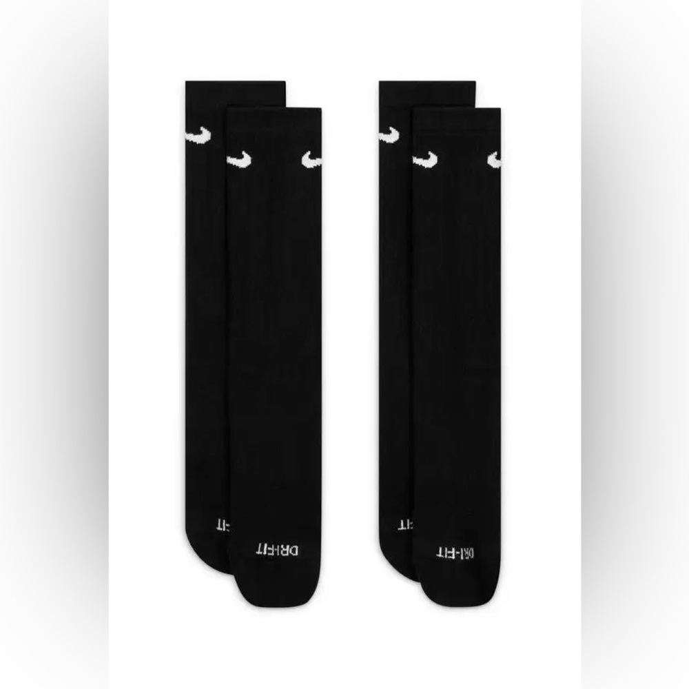 Nike Everyday Plus Cushioned 2 Pack Crew Socks Black Unisex S (W 4-6)